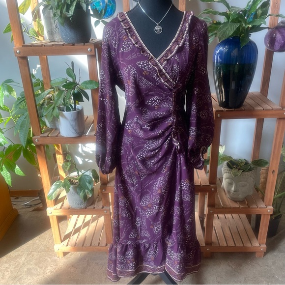 Max Studio NWT Boho Cinched Front Midi Dress - Picture 3 of 10